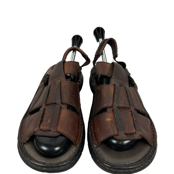 Nunn Bush Mens Fisherman Style Leather Sandals Size 10M Brown With Black Soles - Picture 7 of 9